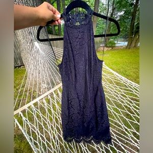 BB Dakota - Gorgeous Navy High Neck Lace Halter, Slit Back - Size 2